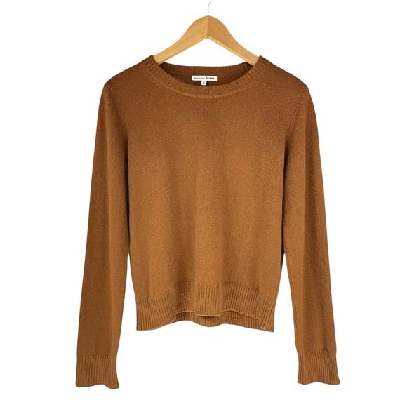 REFORMATION Recycled Cashmere Crewneck Sweater in Cinnamon Brown Size L - Picture 2 of 8
